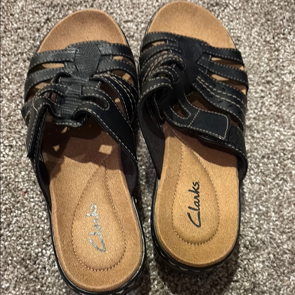 Clarks Women's Black Slide Sandals